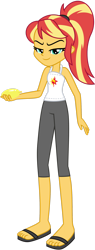 Size: 1024x2705 | Tagged: safe, artist:emeraldblast63, sunset shimmer, equestria girls, g4, bare shoulders, clothes, cutie mark on clothes, feet, female, flip-flops, ponytail, sandals, simple background, sleeveless, solo, tank top, transparent background, vector, water balloon