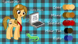 Size: 1920x1080 | Tagged: safe, artist:kell95, oc, oc only, oc:hiro, oc:typewriter, oc:zee dee, bearded dragon, lizard, pegasus, pony, cutie mark, female, looking down, mare, pegasus oc, reference, solo