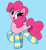Size: 3910x4264 | Tagged: safe, artist:kittyrosie, pinkie pie, earth pony, pony, g4, absurd resolution, blue background, clothes, cute, diapinkes, female, happy, looking at you, mare, open mouth, open smile, redraw, simple background, smiling, smiling at you, socks, solo, starry eyes, stockings, striped socks, thigh highs, wingding eyes