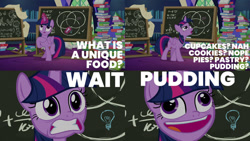 Size: 1280x720 | Tagged: safe, edit, edited screencap, editor:quoterific, screencap, twilight sparkle, alicorn, pony, g4, my little pony best gift ever, book, chalkboard, cute, faic, female, magic, mare, open mouth, pudding face, solo, telekinesis, twiabetes, twilight sparkle (alicorn), twilight's castle, twilighting