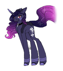 Size: 1471x1655 | Tagged: safe, artist:inspiredpixels, oc, oc only, pony, unicorn, coat markings, fangs, female, mare, signature, simple background, solo, standing, transparent background