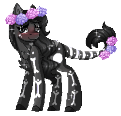 Size: 350x335 | Tagged: safe, artist:inspiredpixels, oc, oc only, pony, animated, blushing, chest fluff, female, floral head wreath, flower, gif, leonine tail, mare, simple background, solo, standing, transparent background