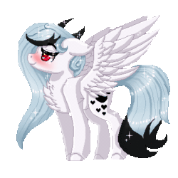 Size: 350x350 | Tagged: safe, artist:inspiredpixels, oc, oc only, pony, animated, blushing, gif, horn, solo, spread wings, standing, wings