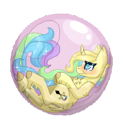 Size: 300x300 | Tagged: safe, artist:inspiredpixels, oc, oc only, pony, unicorn, animated, blushing, curved horn, female, gif, horn, leonine tail, mare, solo, unshorn