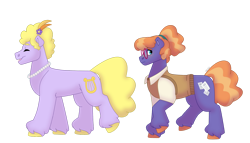 Size: 1280x732 | Tagged: safe, artist:itstechtock, frazzle rock, lyrica lilac, earth pony, pony, g4, aunt and niece, clothes, shirt, simple background, sweater vest, transparent background, unshorn fetlocks