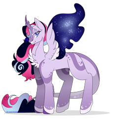 Size: 2550x2500 | Tagged: safe, artist:tired-horse-studios, oc, oc only, alicorn, pony, ethereal wings, female, high res, magical lesbian spawn, mare, offspring, parent:rarity, parent:twilight sparkle, parents:rarilight, simple background, solo, transparent background, wings