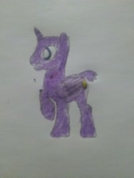 Size: 2448x3264 | Tagged: safe, artist:iloveponies, oc, oc only, oc:purple artist, alicorn, pony, alicorn oc, high res, horn, photo, solo, traditional art, wings