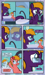 Size: 1920x3169 | Tagged: safe, artist:alexdti, oc, oc only, oc:aqua lux, oc:purple creativity, oc:warm focus, pegasus, pony, comic:quest for friendship, comic, glasses, high res, pegasus oc, shoulder angel, shoulder devil, sink