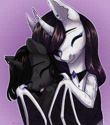 Size: 1326x1500 | Tagged: safe, artist:nika-rain, oc, oc only, oc:shady nite, alicorn, bat pony, pony, unicorn, cute, female, hug, mother and child, mother and daughter, simple background, sketch, winghug, wings