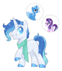 Size: 3001x3426 | Tagged: safe, artist:lilywolfpie, starlight glimmer, trixie, pony, g4, clothes, high res, magical lesbian spawn, male, offspring, parent:starlight glimmer, parent:trixie, parents:startrix, scarf, simple background, stallion, transparent background