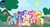 Size: 7680x4154 | Tagged: safe, artist:damlanil, applejack, fluttershy, pinkie pie, rainbow dash, rarity, twilight sparkle, alicorn, earth pony, pegasus, pony, unicorn, g4, applejack's hat, bipedal, bush, city, cowboy hat, cute, dashabetes, diapinkes, eyeshadow, female, frog (hoof), happy, hat, horn, jackabetes, looking at you, lying down, magic, makeup, mane six, mare, open mouth, raised hoof, raribetes, shine, shiny mane, shyabetes, smiling, tree, twiabetes, twilight sparkle (alicorn), underhoof, vector, wings