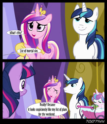 Size: 1288x1488 | Tagged: safe, edit, edited screencap, editor:teren rogriss, screencap, princess cadance, princess flurry heart, shining armor, twilight sparkle, whammy, alicorn, pony, unicorn, a flurry of emotions, g4, season 7, twilight sparkle (alicorn), twilight's castle