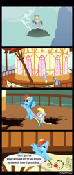 Size: 1288x3000 | Tagged: safe, edit, edited screencap, editor:teren rogriss, screencap, derpy hooves, rainbow dash, pegasus, pony, g4, season 2, the last roundup, cloud, female, lightning, ponyville town hall