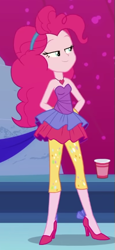 Size: 273x591 | Tagged: safe, screencap, pinkie pie, equestria girls, g4, my little pony equestria girls: better together, twilight under the stars, bare shoulders, clothes, cropped, female, rah rah skirt, skirt, sleeveless, smiling, solo, strapless