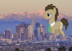 Size: 1297x926 | Tagged: safe, artist:sirmlp1, doctor whooves, time turner, earth pony, pony, g4, california, giant pony, giant/macro earth pony, highrise ponies, irl, los angeles, macro, male, mega giant, photo, ponies in real life, stallion