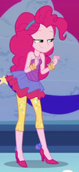 Size: 264x575 | Tagged: safe, screencap, pinkie pie, equestria girls, equestria girls series, g4, twilight under the stars, spoiler:eqg series (season 2), bare shoulders, clothes, cropped, rah rah skirt, skirt, sleeveless, solo, strapless