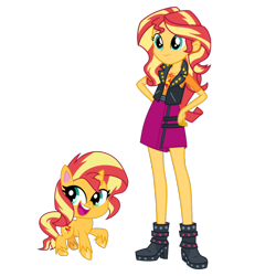 Size: 1024x1024 | Tagged: editor needed, safe, artist:emeraldblast63, artist:twilirity, edit, sunset shimmer, human, pony, unicorn, equestria girls, equestria girls series, g4, g4.5, my little pony: pony life, spoiler:eqg series (season 2), clothes, duo, duo female, female, g4 to g4.5, geode of empathy, human ponidox, magical geodes, self ponidox, simple background, transparent background, vector