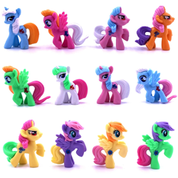 Size: 800x800 | Tagged: safe, pegasus, pony, unicorn, g4, angry, blind bag, bootleg, female, mare, photo, recolor, simple background, toy, white background