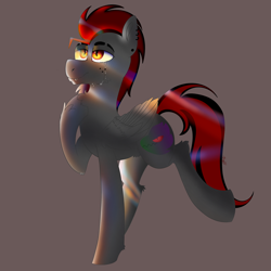 Size: 4000x4000 | Tagged: safe, artist:dicemarensfw, oc, oc only, oc:dicemare, pegasus, pony, crying, fangs, freckles, happy, hoof on chest, lighting, looking up, male, piercing, solo, stallion, trans male, transgender, wings