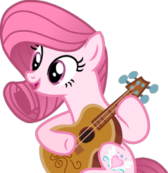 Size: 738x758 | Tagged: safe, artist:muhammad yunus, oc, oc only, oc:annisa trihapsari, earth pony, pony, cute, earth pony oc, female, guitar, mare, medibang paint, musical instrument, ocbetes, pink body, pink hair, pink mane, simple background, solo, transparent background