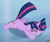 Size: 431x365 | Tagged: safe, screencap, twilight sparkle, pony, unicorn, g4, my little pony: friendship is magic, season 3, the crystal empire, cropped, eyes closed, female, floppy ears, on ground, solo, teeth, unicorn twilight, wind, windswept mane, windswept tail