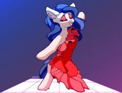 Size: 3961x3017 | Tagged: safe, artist:avery-valentine, earth pony, pony, clothes, dancing, dress, ear fluff, eyes closed, high res, lipstick, makeup