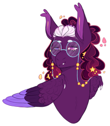 Size: 1405x1595 | Tagged: safe, artist:sleepy-nova, oc, oc only, oc:sweet daydream, pony, bust, colored wings, female, glasses, mare, multicolored wings, parent:princess luna, portrait, simple background, solo, transparent background, wings