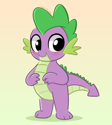 Size: 3656x4080 | Tagged: safe, artist:kittyrosie, spike, dragon, g4, blushing, cute, cute little fangs, fangs, high res, looking at you, male, smiling, solo, spikabetes