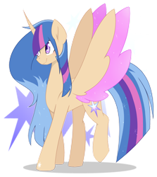 Size: 1280x1437 | Tagged: safe, artist:auroranovasentry, oc, oc only, oc:galaxy sparkle, alicorn, pony, female, mare, simple background, solo, transparent background, two toned wings, wings