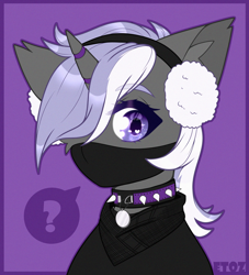 Size: 2000x2200 | Tagged: safe, artist:etoz, oc, oc only, oc:zypher, pony, unicorn, choker, clothes, collar, cute, eyebrows, eyebrows visible through hair, face mask, female, high res, horn, mare, mask, unicorn oc, wingding eyes
