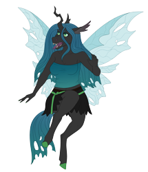 Size: 3000x3481 | Tagged: safe, artist:bluet0ast, queen chrysalis, changeling, changeling queen, anthro, unguligrade anthro, g4, clothes, female, high res, open mouth, simple background, skirt, solo, transparent background