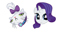 Size: 290x145 | Tagged: safe, opalescence, rarity, cat, pony, unicorn, g4, blue eyes, cursor, light skin, mouse cursor, purple hair, simple background, transparent background