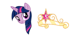 Size: 290x145 | Tagged: safe, twilight sparkle, alicorn, pony, g4, big crown thingy, crown, cursor, element of magic, horn, jewelry, mouse cursor, multicolored hair, pink hair, purple eyes, purple hair, regalia, simple background, solo, transparent background, twilight sparkle (alicorn)