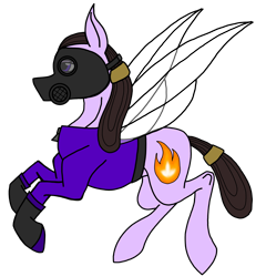 Size: 2954x3072 | Tagged: safe, artist:agdapl, flutter pony, pony, clothes, crossover, female, gas mask, high res, mask, ponified, rule 63, species swap, team fortress 2, wings