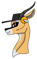 Size: 1505x2419 | Tagged: safe, artist:agdapl, gazelle, bust, crossover, hat, headset, horns, male, scout (tf2), simple background, smiling, solo, species swap, team fortress 2, transparent background