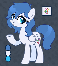 Size: 2014x2280 | Tagged: safe, artist:cornelia_nelson, oc, oc only, oc:graceful motion, pegasus, pony, high res, reference sheet, simple background, smiling, solo