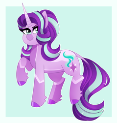Size: 2646x2766 | Tagged: safe, artist:emera33, starlight glimmer, pony, unicorn, g4, female, high res, mare, raised hoof, redesign, solo