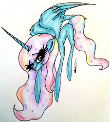 Size: 2301x2544 | Tagged: safe, artist:beamybutt, oc, oc only, alicorn, pony, alicorn oc, eyelashes, female, high res, horn, mare, signature, solo, traditional art, wings
