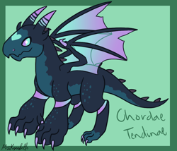 Size: 1750x1500 | Tagged: safe, artist:misskanabelle, oc, oc only, oc:chordae tendinae, dragon, hybrid, abstract background, dragon oc, interspecies offspring, male, offspring, parent:princess ember, parent:thorax, parents:embrax, signature, solo