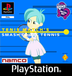 Size: 1024x1081 | Tagged: safe, tennis match, human, equestria girls, g4, cover, game, namco, playstation 1, smash court tennis, solo, tennis racket