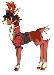 Size: 2645x3646 | Tagged: safe, artist:agdapl, deer, antlers, clothes, crossover, deerified, hat, high res, simple background, sniper, sniper (tf2), species swap, team fortress 2, transparent background