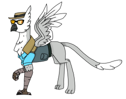 Size: 2947x2337 | Tagged: safe, artist:agdapl, griffon, clothes, crossover, griffonized, hat, high res, simple background, sniper, sniper (tf2), species swap, sunglasses, team fortress 2, transparent background