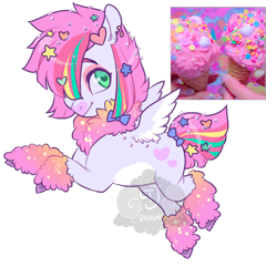 Size: 700x700 | Tagged: safe, artist:lavvythejackalope, oc, oc only, earth pony, pony, cupcake, earth pony oc, ethereal mane, food, hair over one eye, heart eyes, simple background, smiling, solo, starry mane, transparent background, wingding eyes