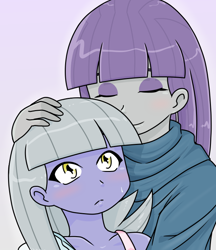Size: 640x740 | Tagged: safe, artist:batipin, limestone pie, maud pie, equestria girls, g4, blushing, cute, duo, equestria girls-ified, eyes closed, female, hug, limabetes, maudabetes, sibling love, sisterly love