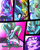 Size: 2400x3000 | Tagged: safe, artist:keytee-chan, lightning dust, maud pie, nurse redheart, princess celestia, saffron masala, trixie, oc, oc:princess morning shine, oc:queen solar spectacular, alicorn, pony, unicorn, comic:the great big fusion 2 remake, g4, comic, fusion, hair bun, high res, jojo reference, jojo's bizarre adventure, lipstick, makeup, menacing, poof, question mark, ゴ ゴ ゴ