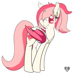 Size: 4300x4283 | Tagged: safe, artist:gnashie, oc, oc only, oc:blood moon, bat pony, pony, bat pony oc, ear piercing, earring, hair over one eye, jewelry, necklace, piercing, simple background, smiling, solo, transparent background