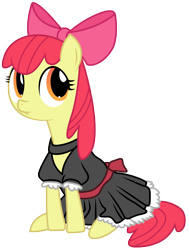 Size: 3543x4677 | Tagged: safe, artist:kooner-cz, apple bloom, earth pony, pony, g4, clothes, dress, female, filly, maid, simple background, sitting, solo, transparent background