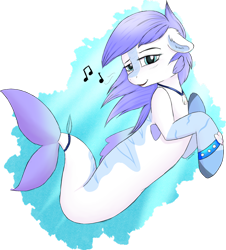 Size: 1280x1418 | Tagged: safe, artist:monsoonvisionz, oc, oc only, merpony, seapony (g4), blue eyes, blue mane, crepuscular rays, dorsal fin, female, fish tail, flowing mane, flowing tail, jewelry, looking at you, music notes, necklace, open mouth, simple background, smiling, solo, sunlight, tail, transparent background, underwater, water