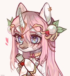 Size: 1876x2048 | Tagged: safe, artist:kencee6, oc, oc only, pony, unicorn, choker, clothes, commission, ear piercing, earring, female, heart, horn, horn jewelry, jewelry, mare, piercing, scroll, simple background, solo