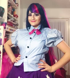 Size: 866x960 | Tagged: safe, artist:sarahndipity cosplay, twilight sparkle, human, equestria girls, g4, clothes, cosplay, costume, facebook, hand on hip, irl, irl human, photo